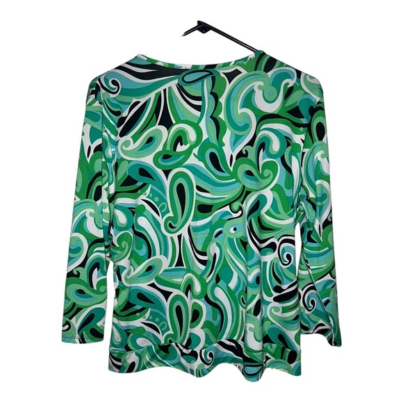 Y2K Psychedelic Whimsy Blouse Green, Black, & White XL - Picture 3 of 3